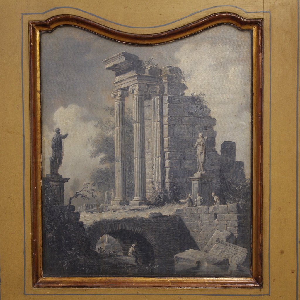 Small Lacquered, Gilded And Painted Piedmontese Wardrobe From The 20th Century-photo-8