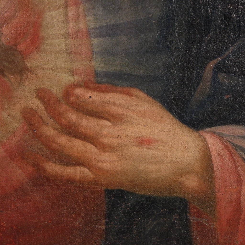 Ancien tableau italien du 18ème siècle, le Sacré-Cœur de Jésus-photo-8