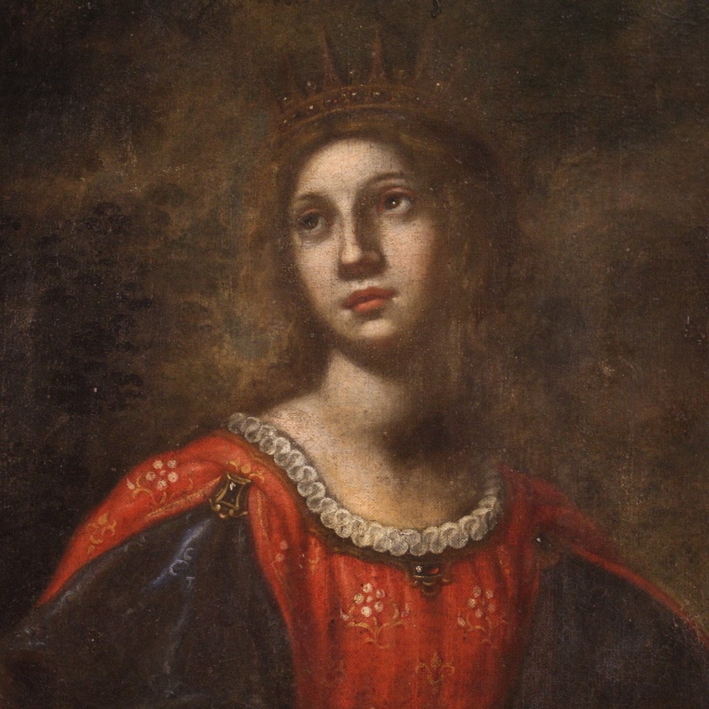 Ancien tableau italien du 17ème siècle, Moïse sauvé des eaux ​ ​-photo-4