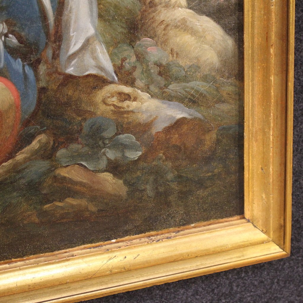 Great 18th Century French Painting, Romantic Pastoral Scene-photo-2