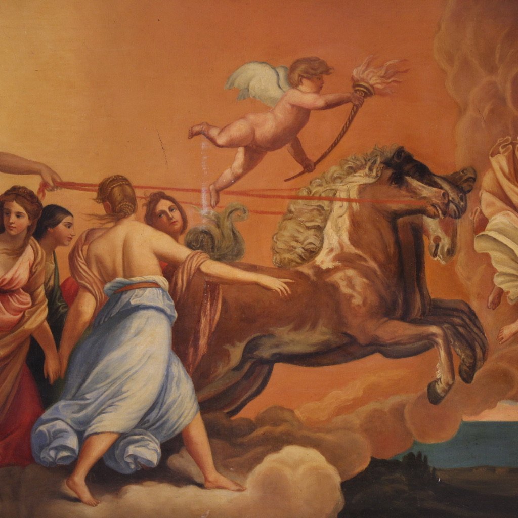 Great 19th-century Mythological Painting, The Chariot Of Dawn After Guido Reni-photo-3