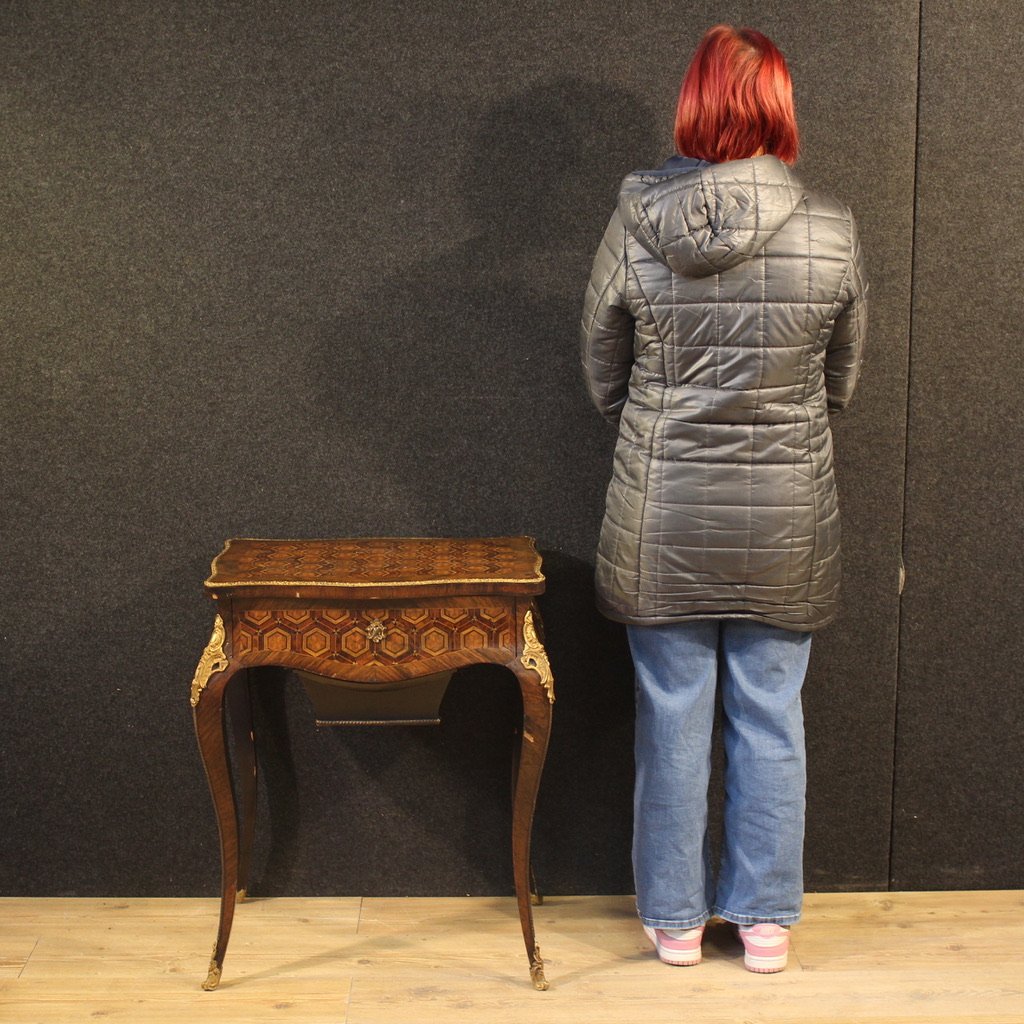 Table à coudre incrustée Napoléon III du 19ème siècle-photo-2