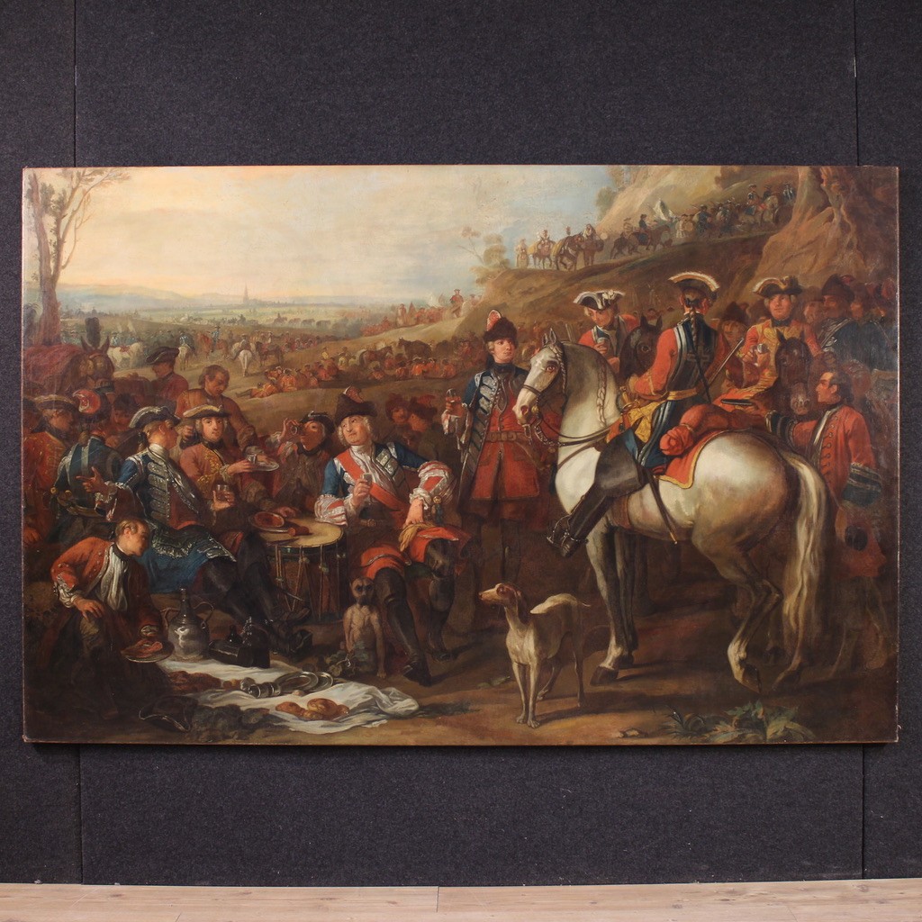 Grand tableau français du 18ème siècle, halte des grenadiers montés de la Garde royale