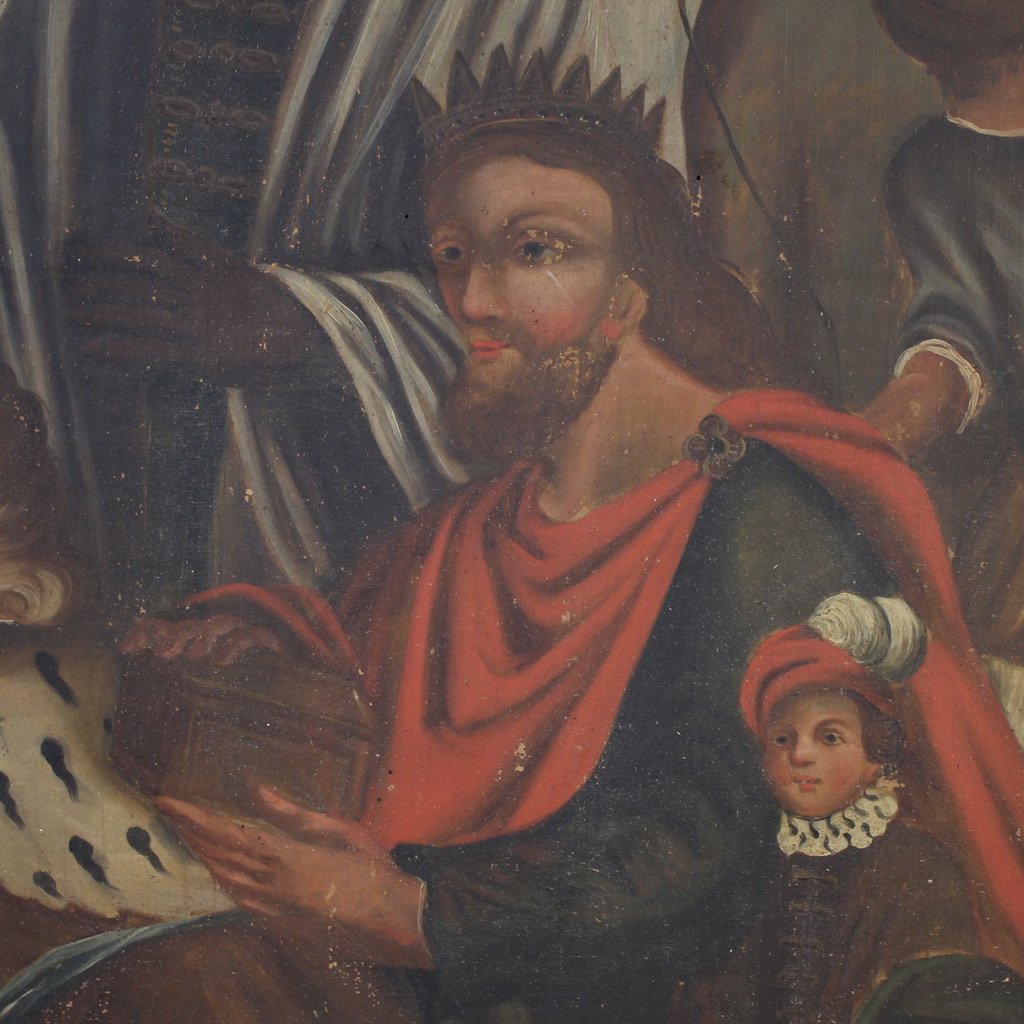 19th Century Spanish Painting Adoration Of The Magi-photo-4