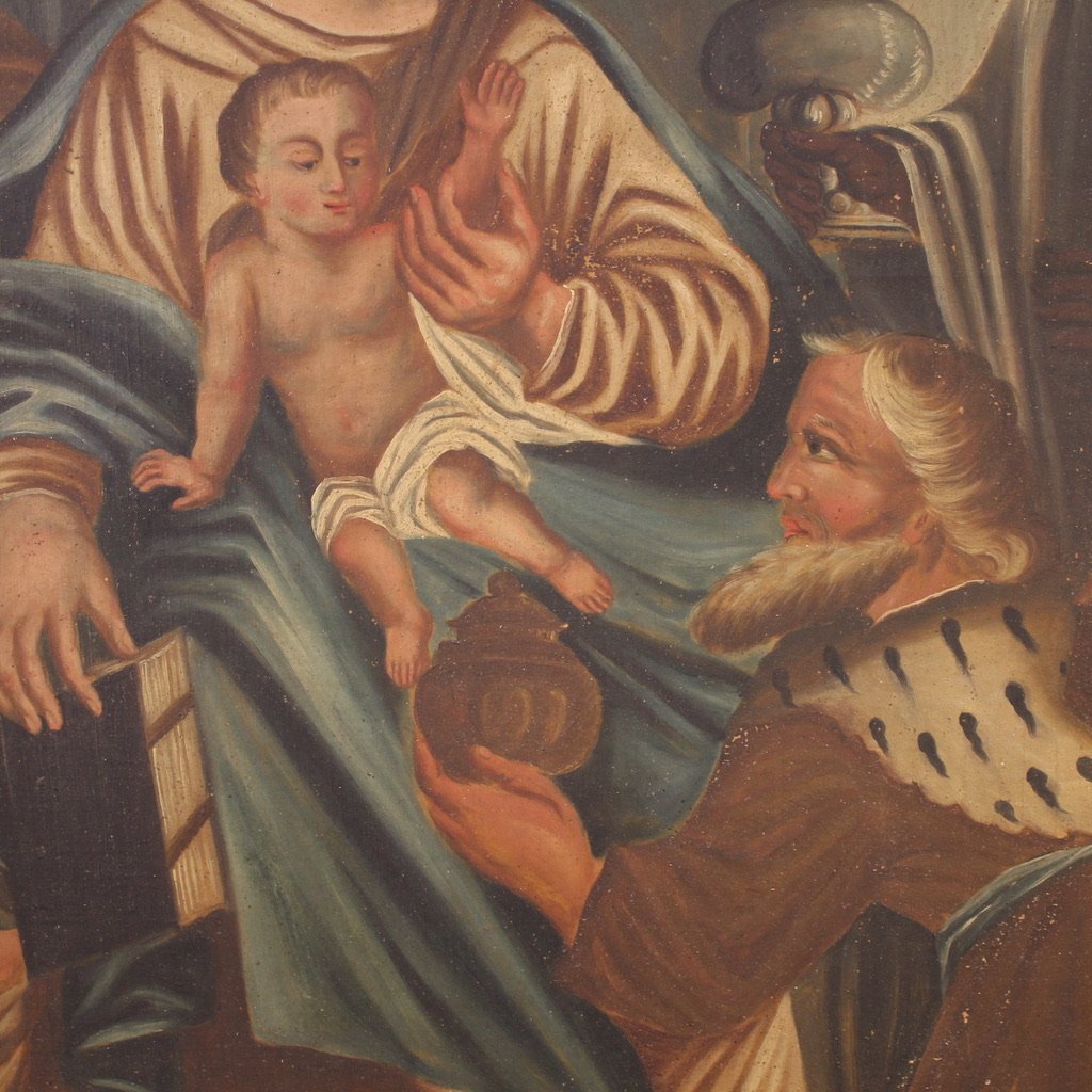 19th Century Spanish Painting Adoration Of The Magi-photo-6