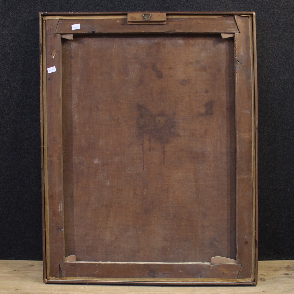 Tableau ancien du 17ème siècle, saint franciscain en prière avec des chérubins-photo-4