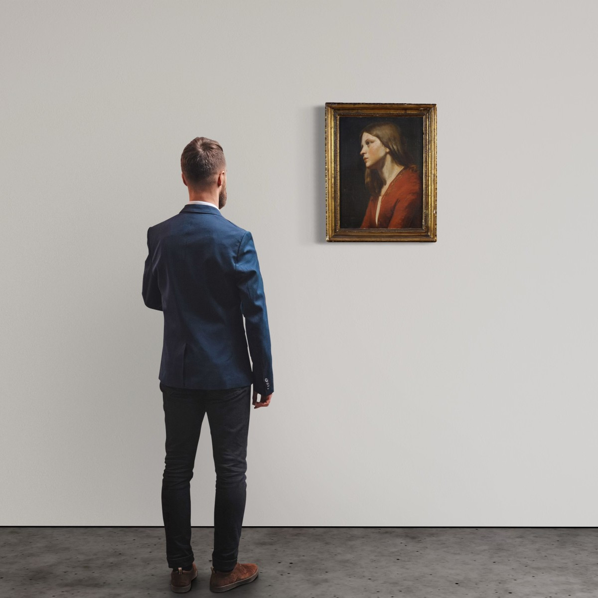 Peinture italienne du 19ème siècle, portrait d'une jeune fille-photo-1