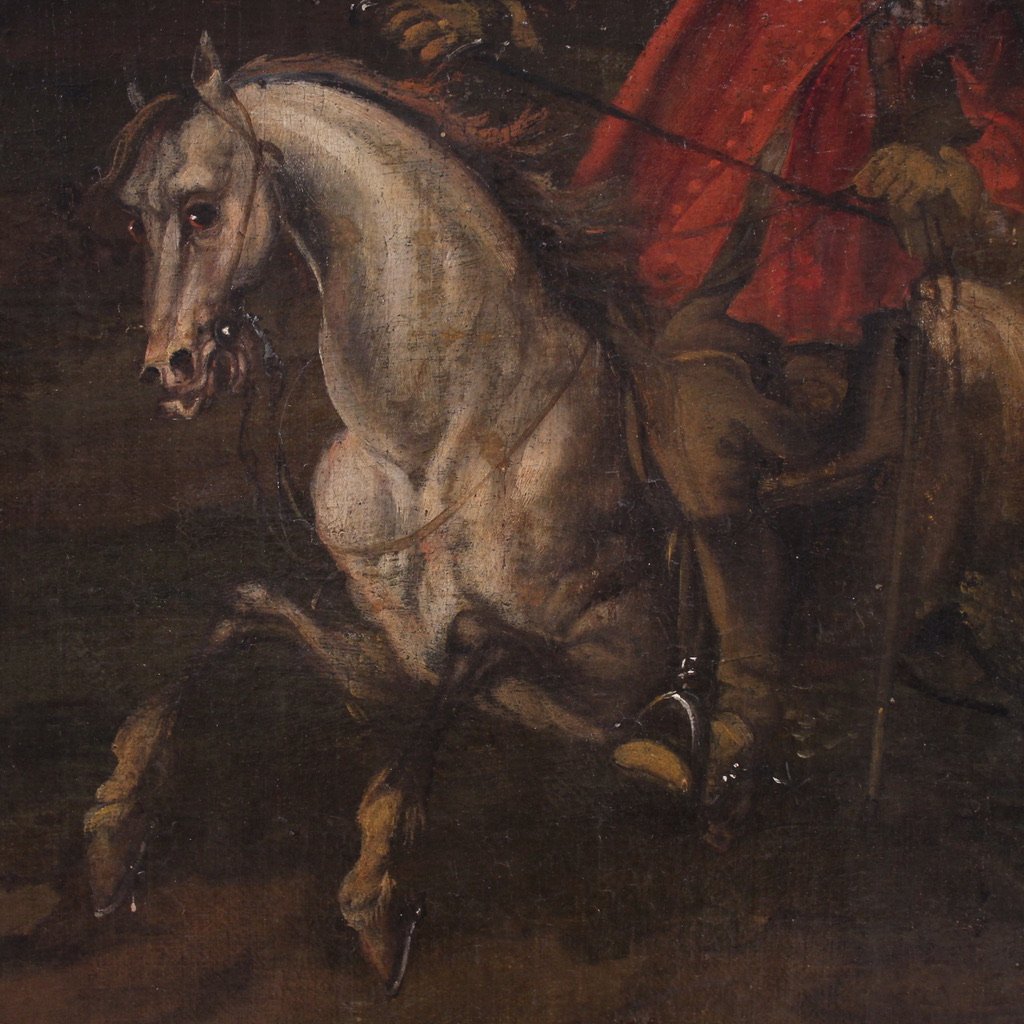 Antique Italian Painting Of A Deer Hunting Scene From The 18th Century-photo-6