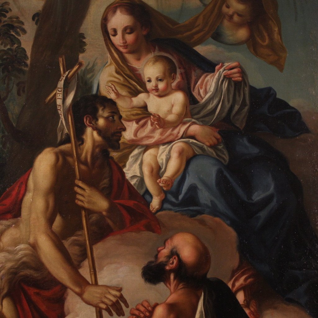 Great 18th-century Italian Painting Of The Madonna And Child With St. John The Baptist -photo-2