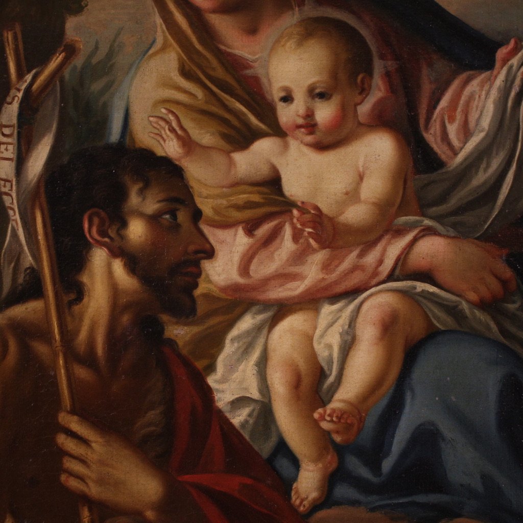 Great 18th-century Italian Painting Of The Madonna And Child With St. John The Baptist -photo-2