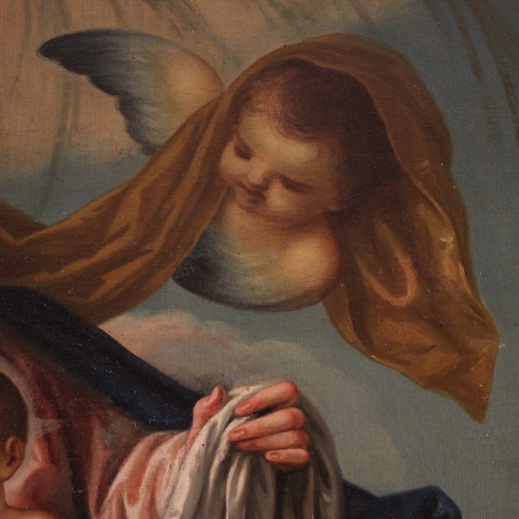 Great 18th-century Italian Painting Of The Madonna And Child With St. John The Baptist -photo-4