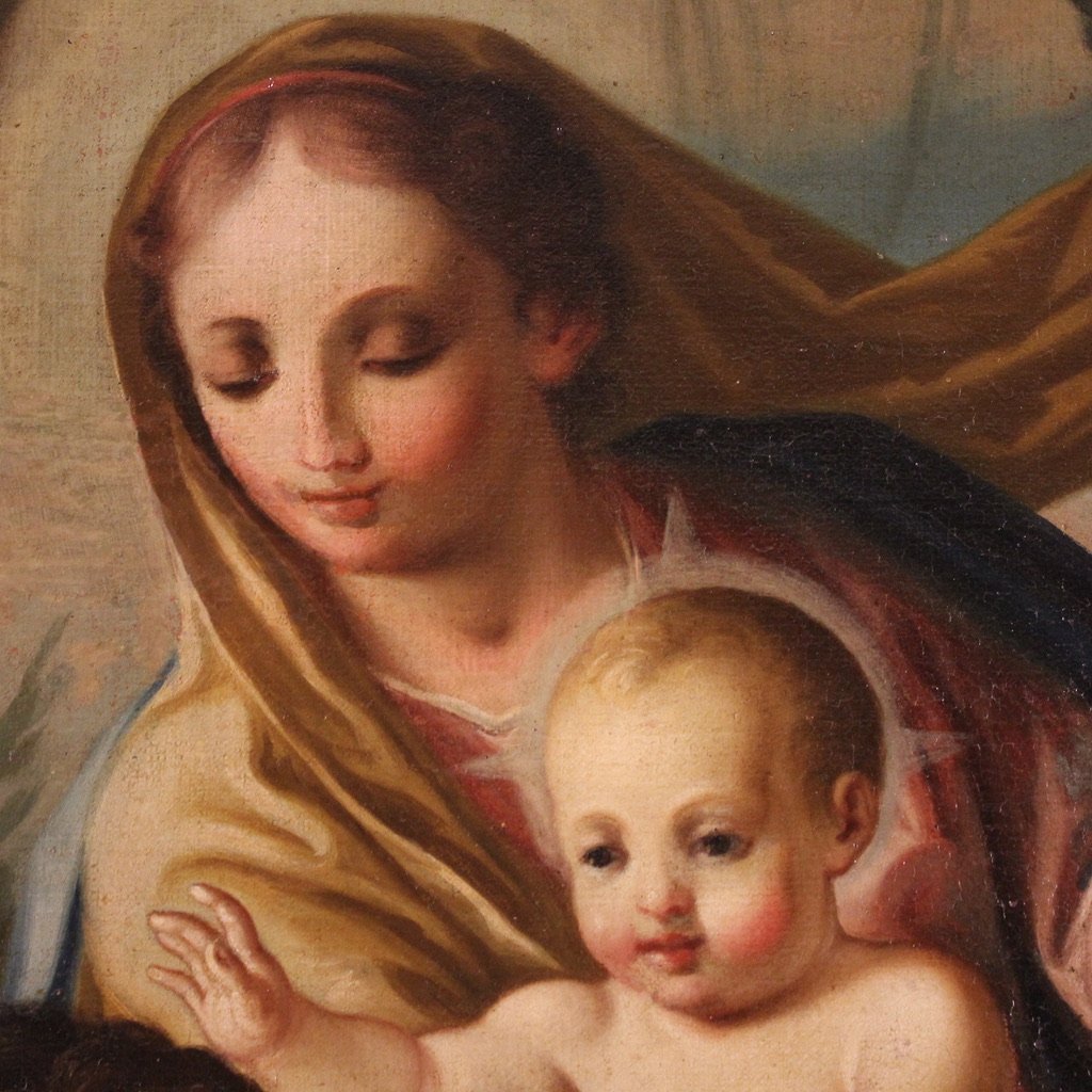 Great 18th-century Italian Painting Of The Madonna And Child With St. John The Baptist -photo-6