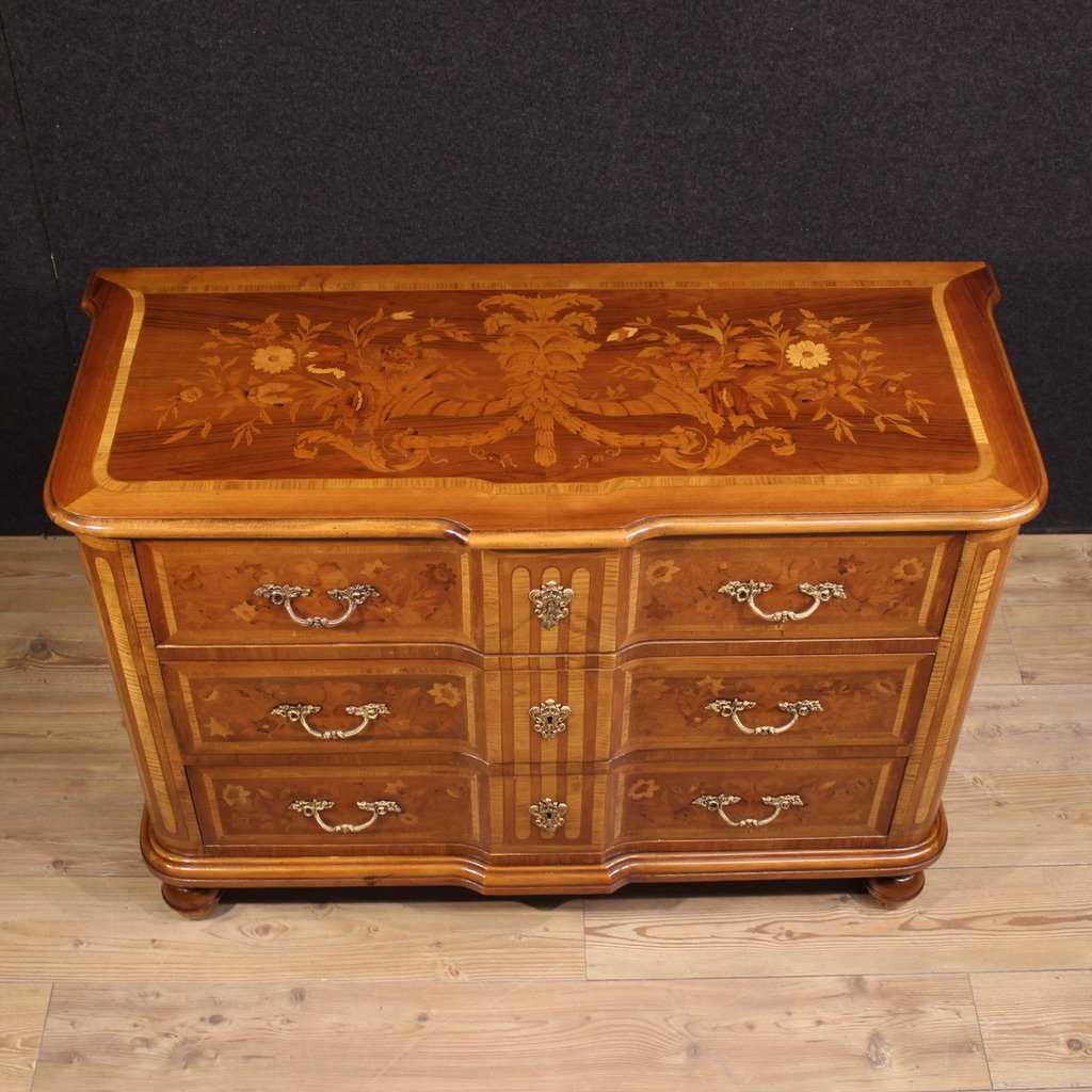 20th Century Italian Inlaid Chest Of Drawers-photo-2
