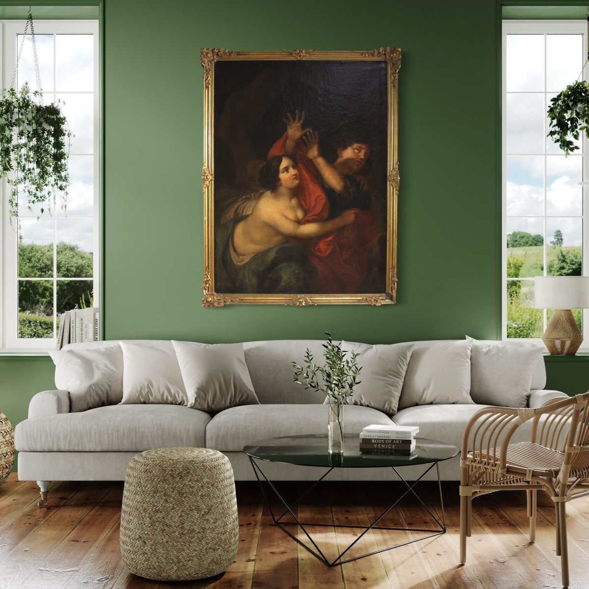 Tableau italien ancien du 18ème siècle Joseph et la femme de Potiphar-photo-4