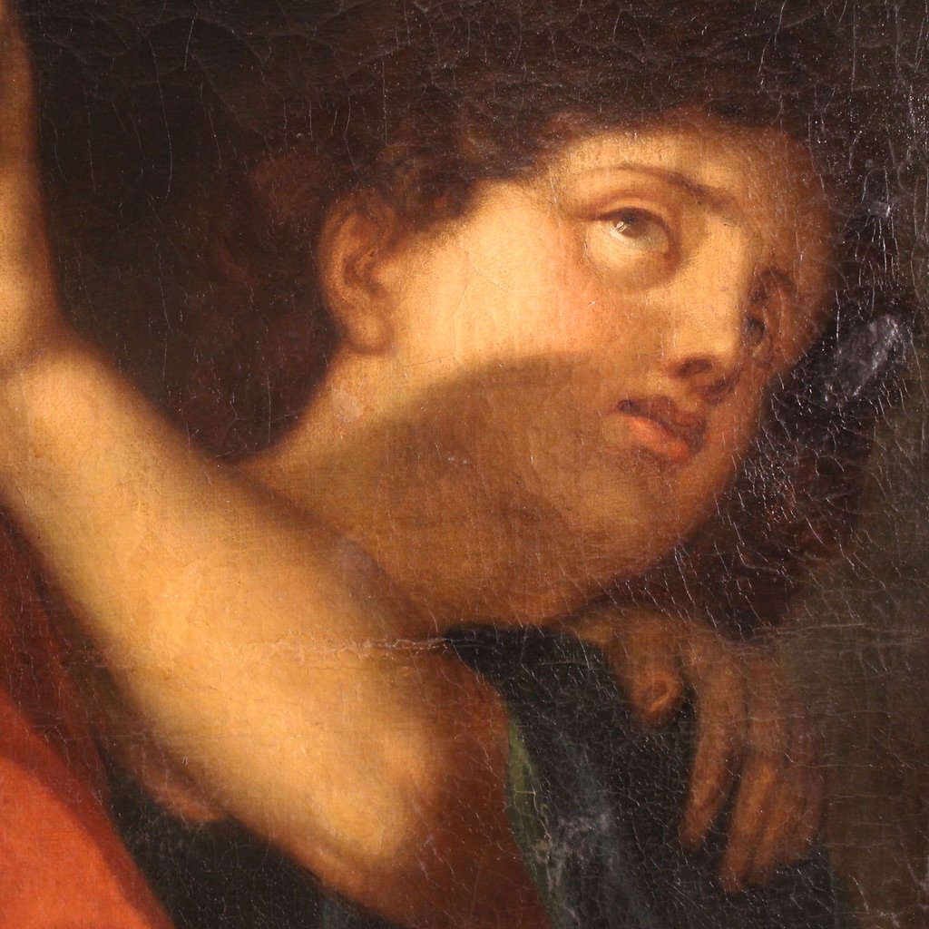 Tableau italien ancien du 18ème siècle Joseph et la femme de Potiphar-photo-2