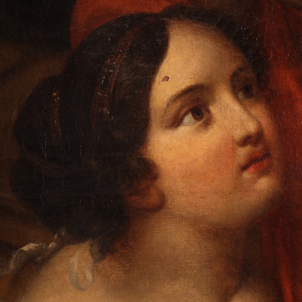 Tableau italien ancien du 18ème siècle Joseph et la femme de Potiphar-photo-5