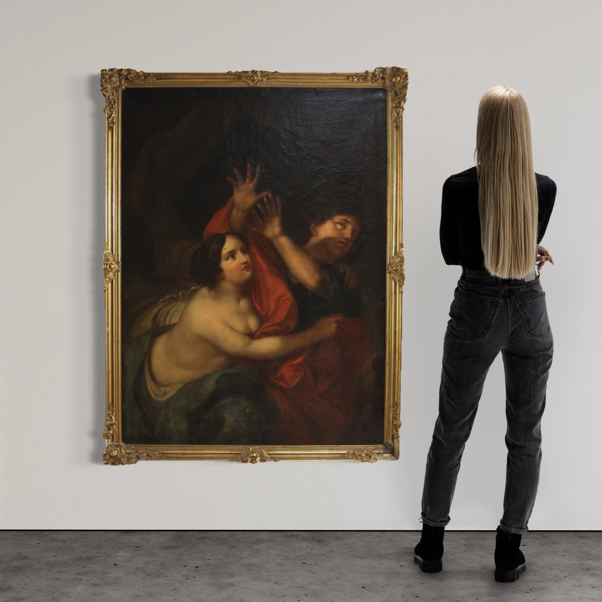 Tableau italien ancien du 18ème siècle Joseph et la femme de Potiphar-photo-6