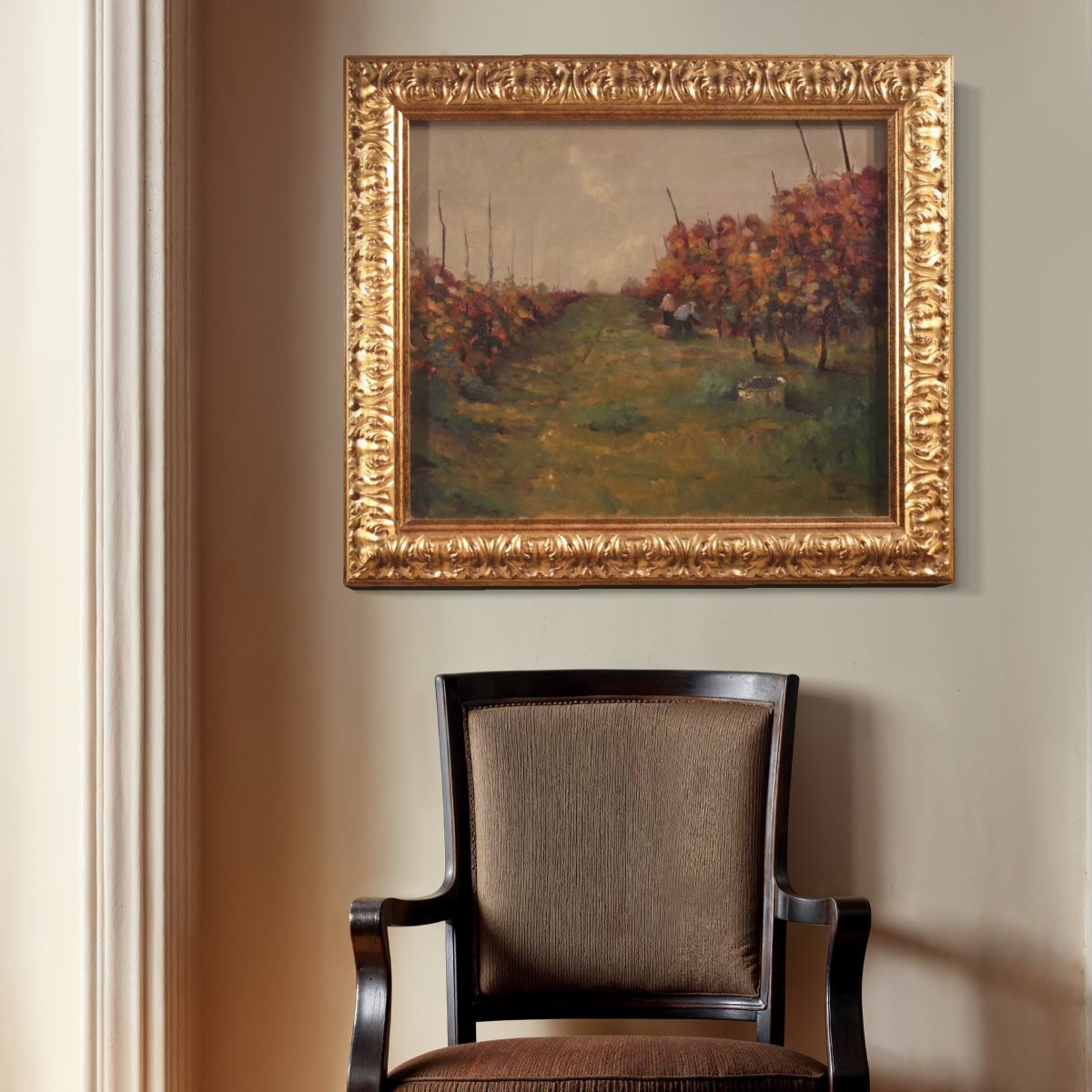 20th-century Italian Landscape Painting The Vineyard In Druento-photo-2