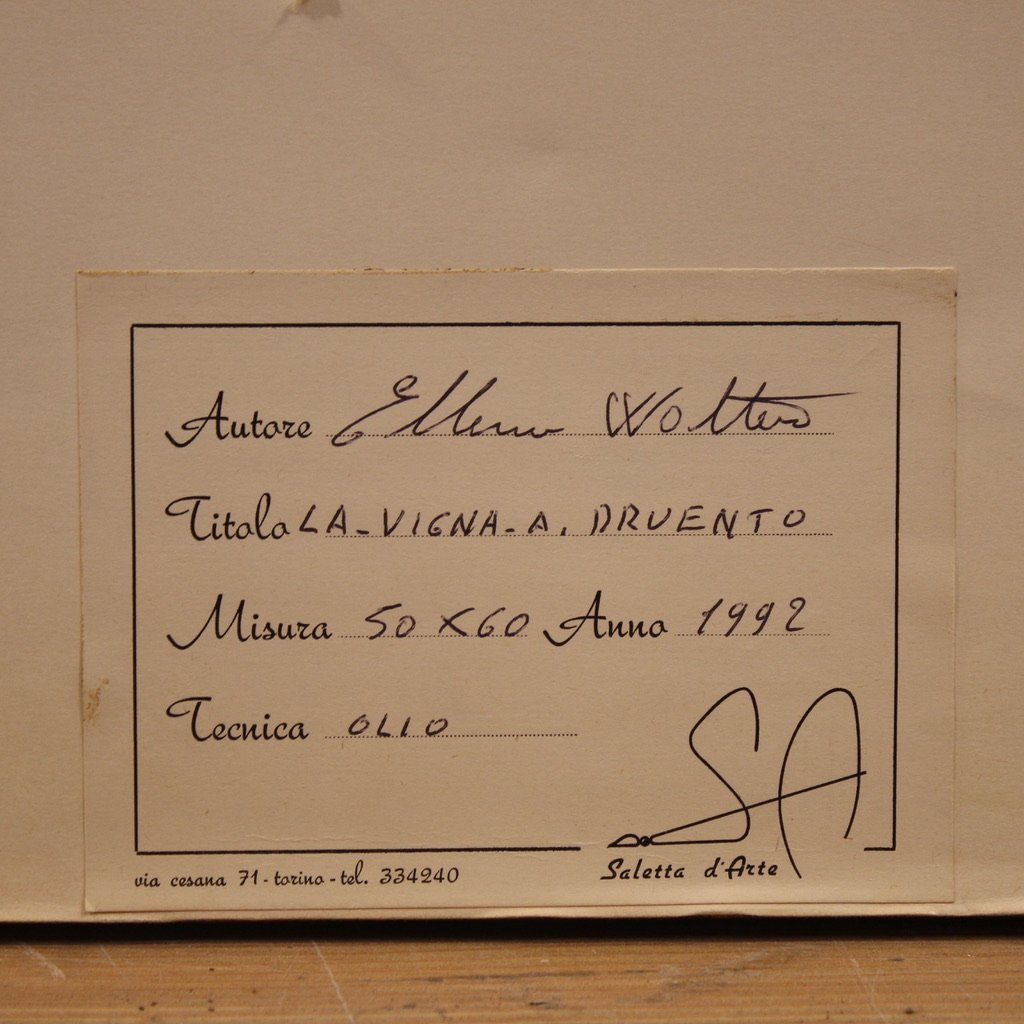 20th-century Italian Landscape Painting The Vineyard In Druento-photo-4