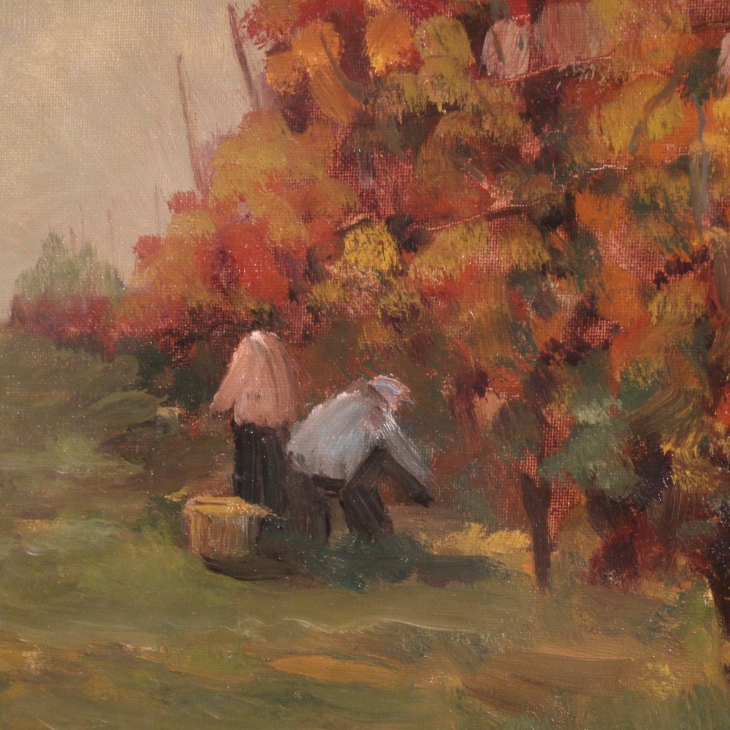 20th-century Italian Landscape Painting The Vineyard In Druento-photo-7