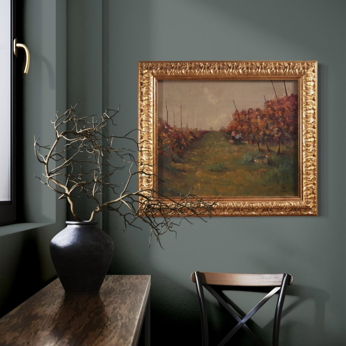 20th-century Italian Landscape Painting The Vineyard In Druento-photo-8