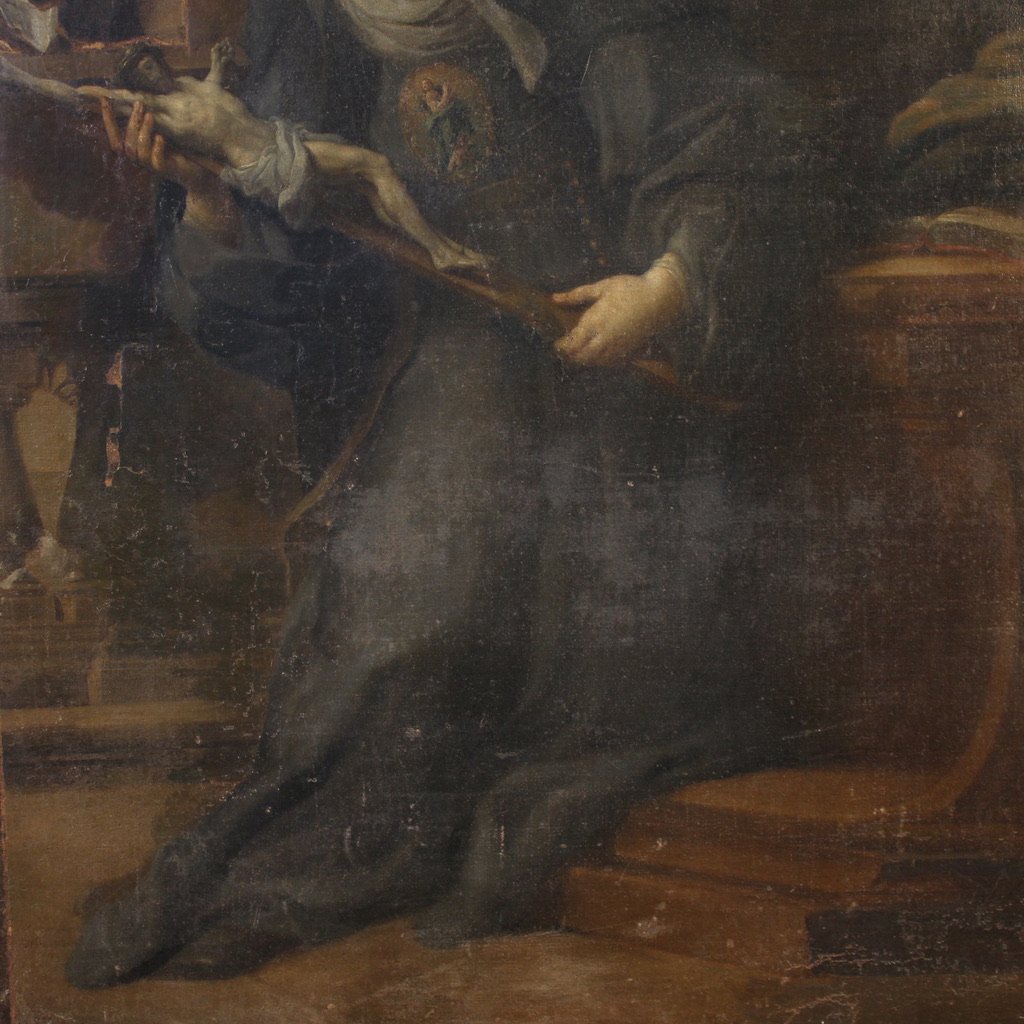 Ancien tableau italien Sainte Rita de Cascia du 17ème siècle-photo-1