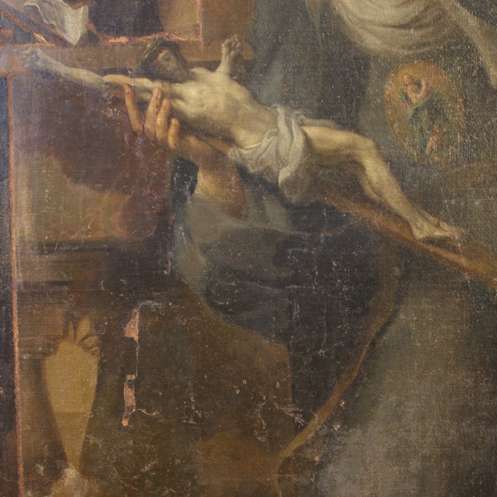 Ancien tableau italien Sainte Rita de Cascia du 17ème siècle-photo-8