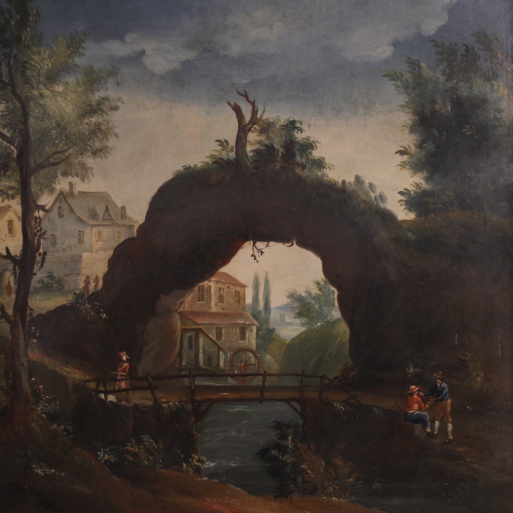 Antique French Landscape Painting From The 18th Century-photo-3