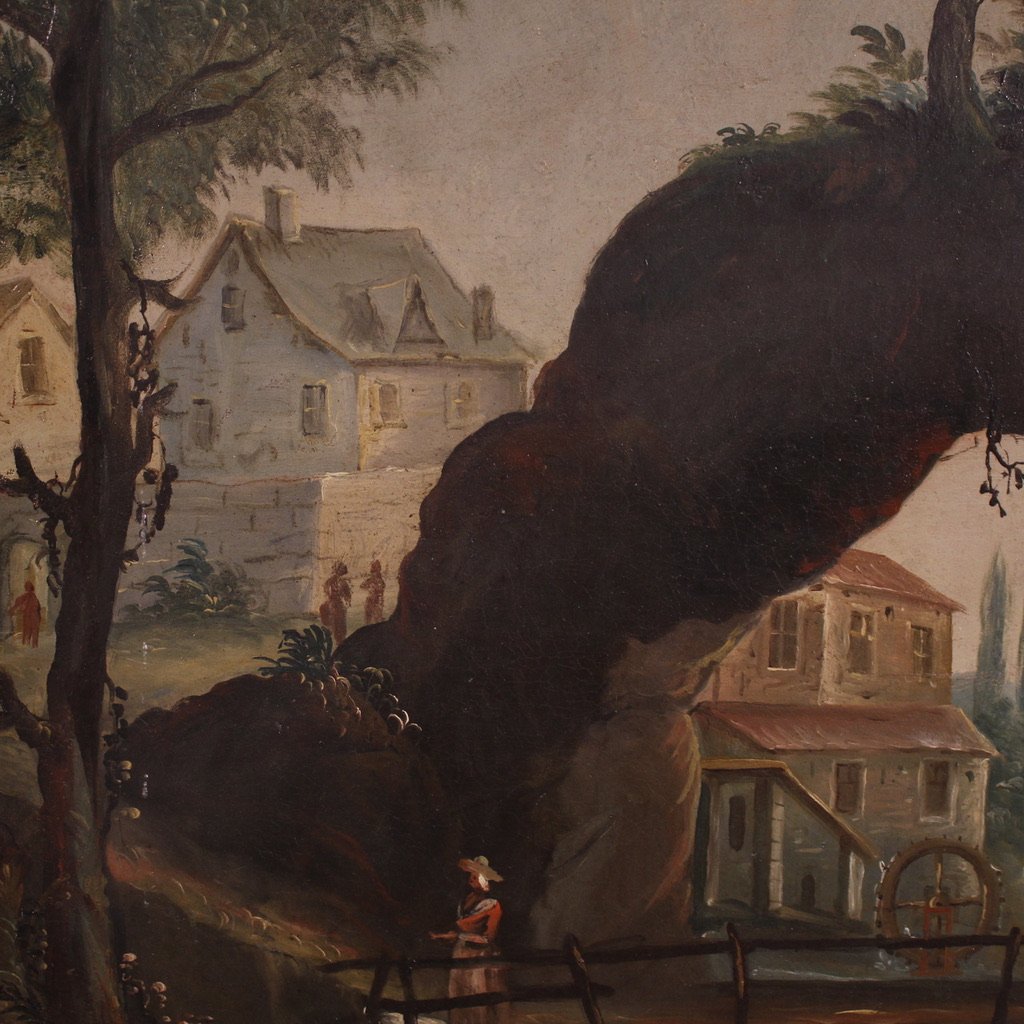 Antique French Landscape Painting From The 18th Century-photo-8