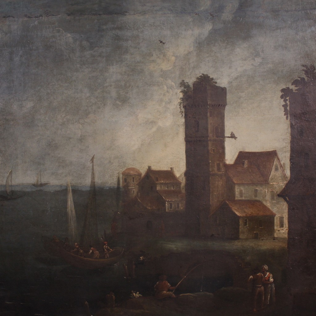 Antique 18th Century French Seascape Painting