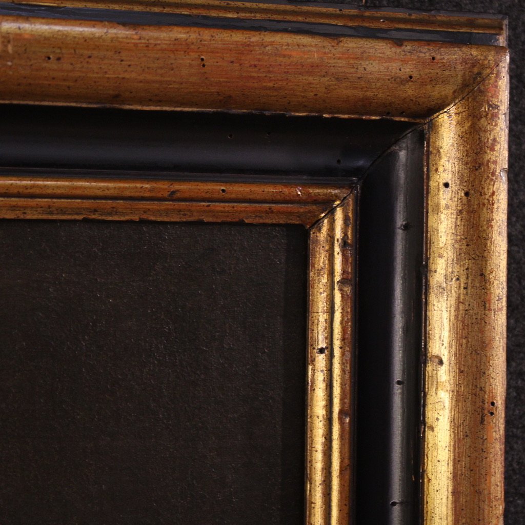 Tableau italien ancien du 17ème siècle, Sainte Famille avec saint Joseph endormi-photo-2