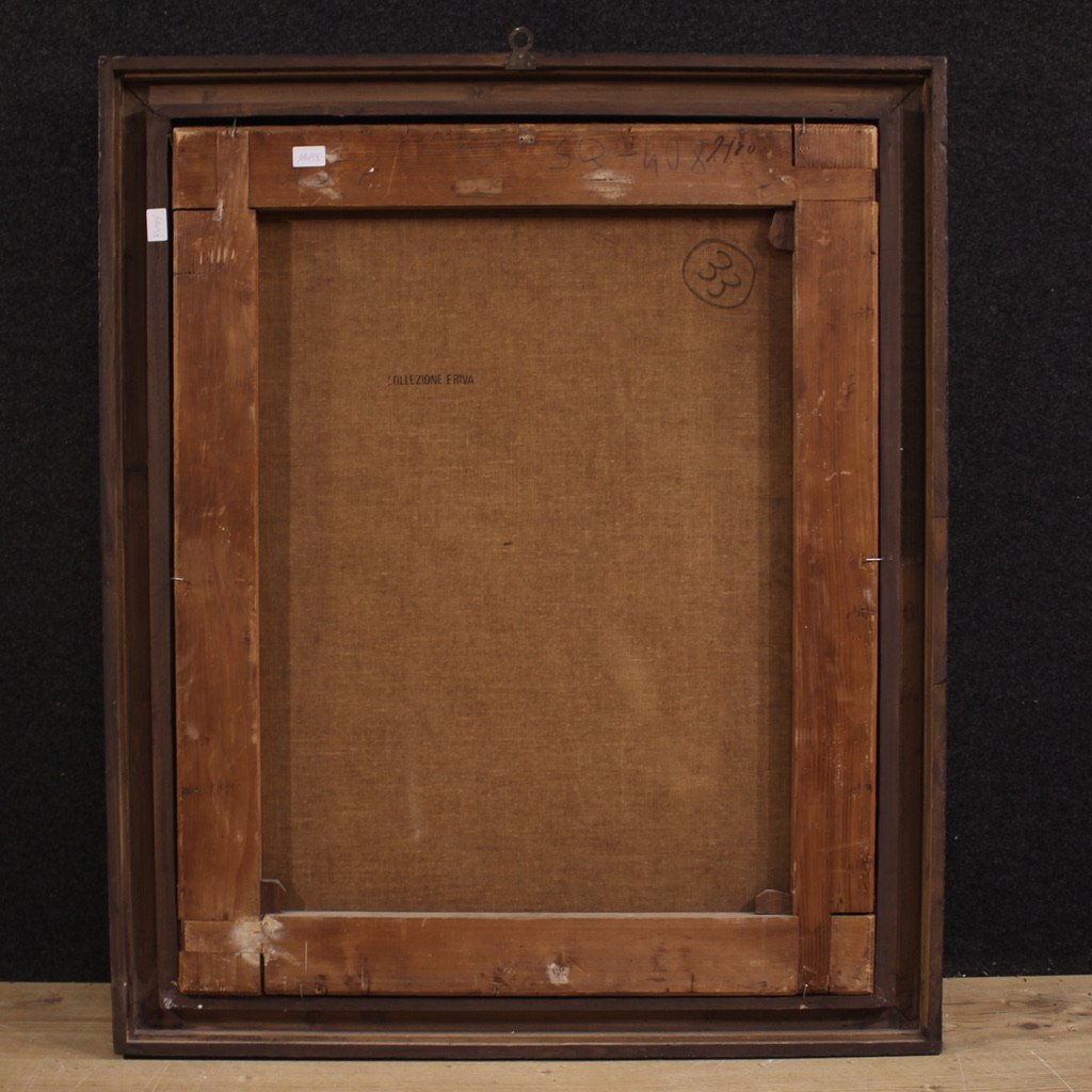 Tableau italien ancien du 17ème siècle, Sainte Famille avec saint Joseph endormi-photo-3