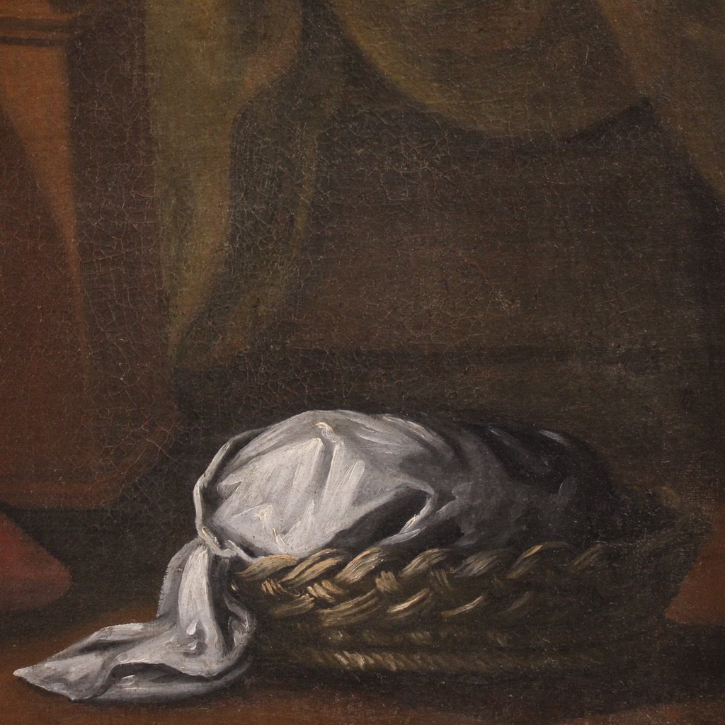 Tableau italien ancien du 17ème siècle, Sainte Famille avec saint Joseph endormi-photo-8