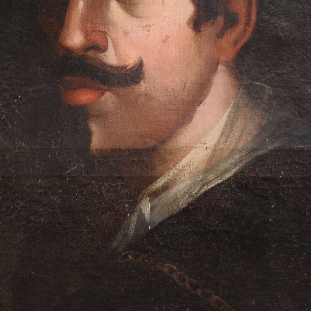 Peinture espagnole ancienne portrait de gentilhomme du 18ème siècle-photo-3
