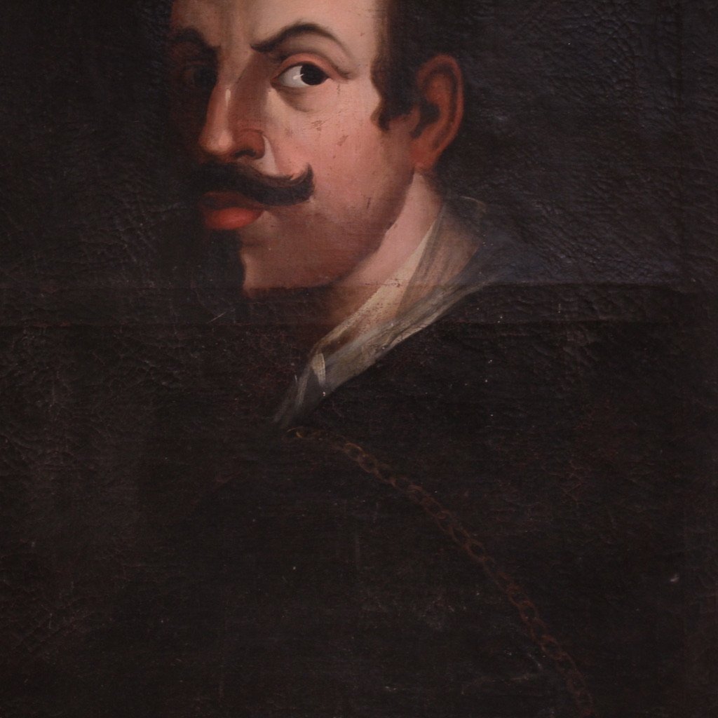 Peinture espagnole ancienne portrait de gentilhomme du 18ème siècle-photo-6
