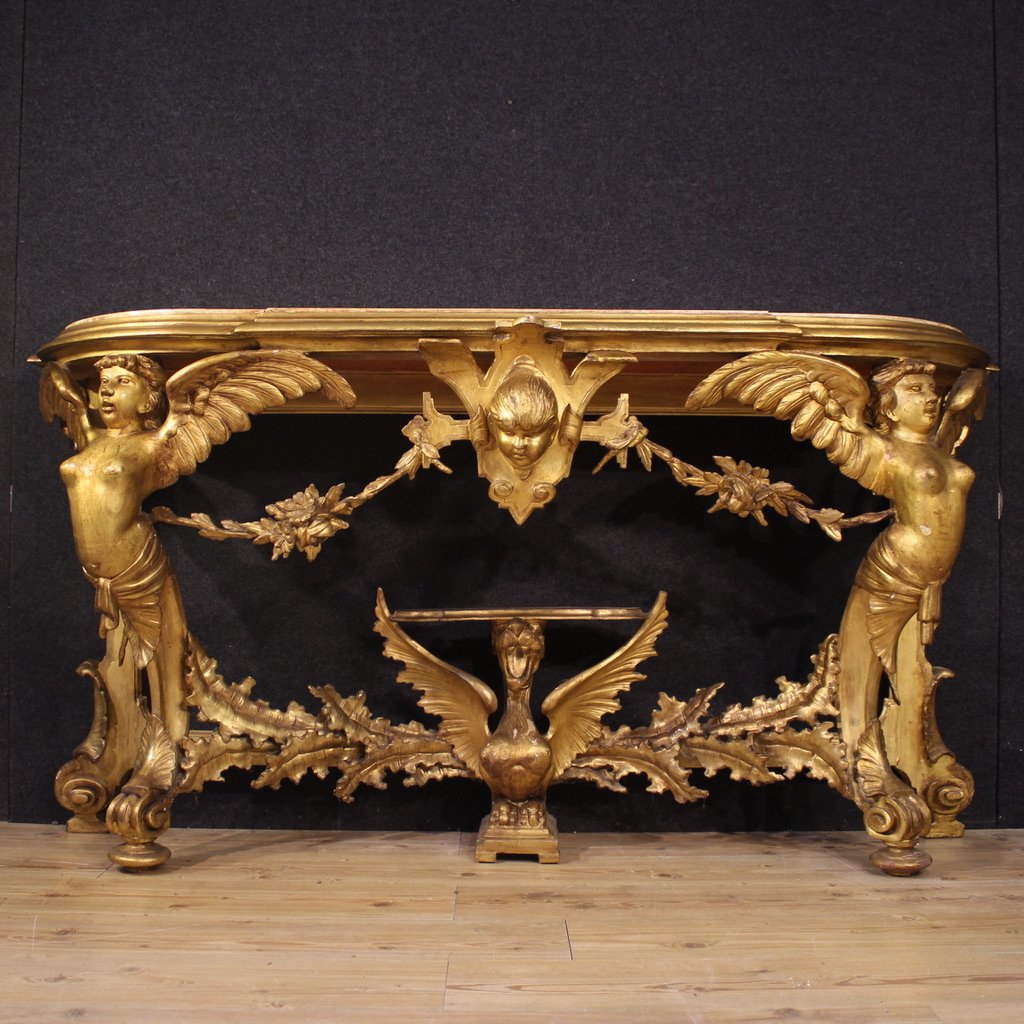 20th Century Gilded Italian Console-photo-5