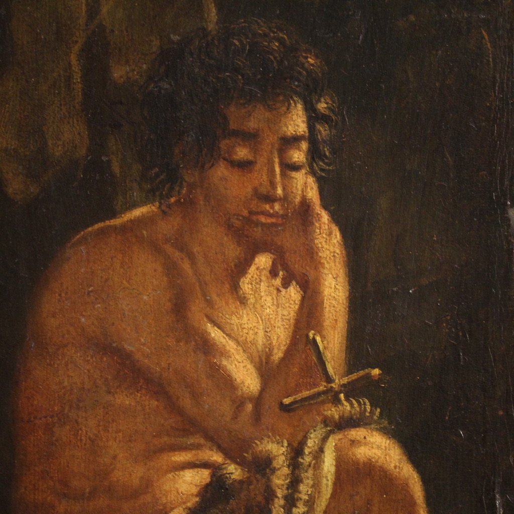 Antique French Painting Of St. John The Baptist From The 18th Century-photo-3