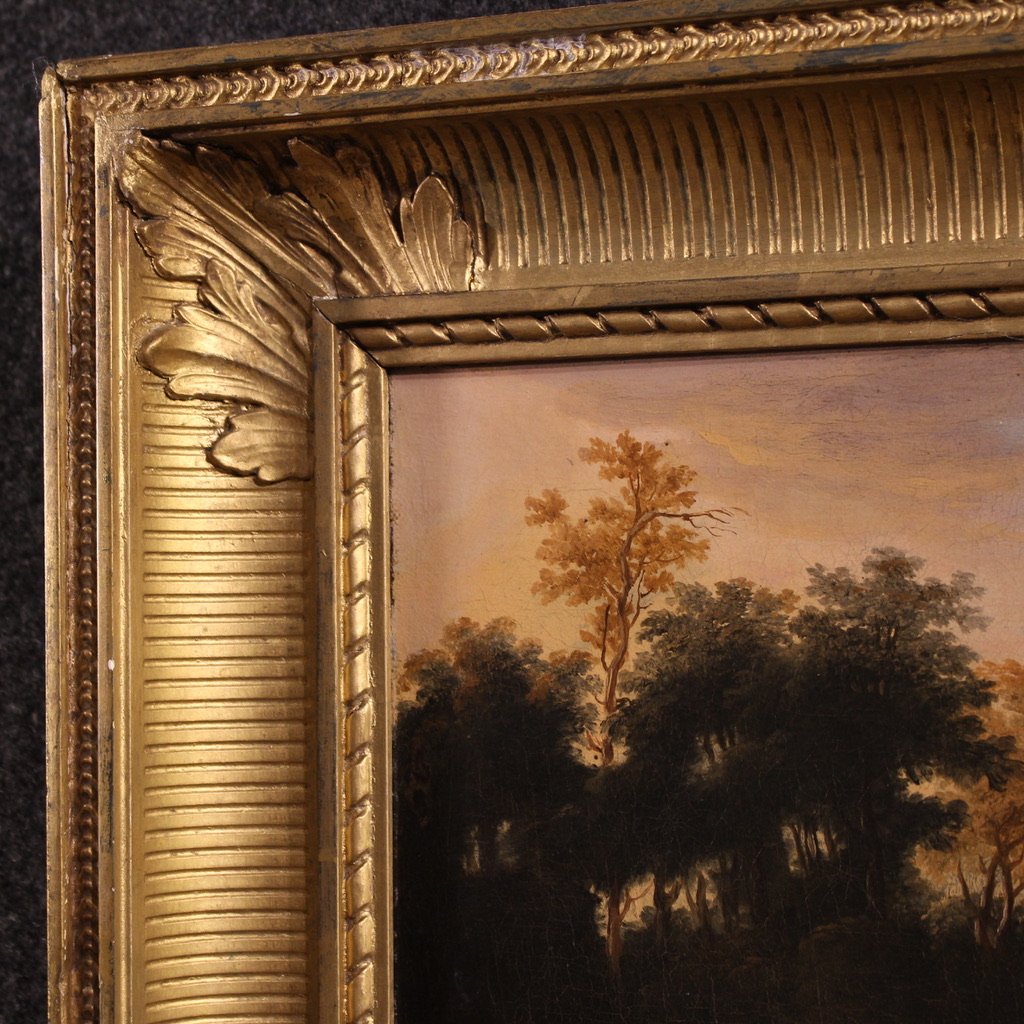Ancienne peinture flamande de paysage bucolique du 18ème siècle-photo-4