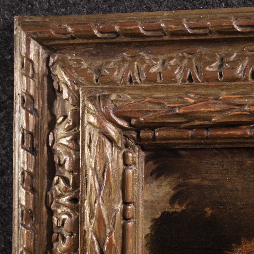 Peinture ancienne du 17ème siècle sur panneau, Mariage mystique de sainte Catherine d'Alexandri-photo-2