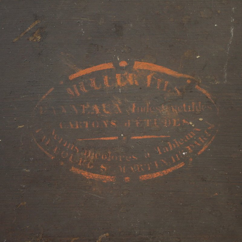 Tableau signé Peyron du 19ème siècle, paysage romantique avec pêcheur-photo-3