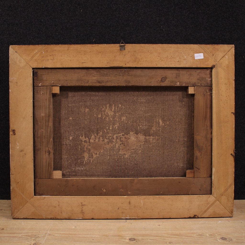 20th Century Italian Painting Of A Harbor View-photo-3