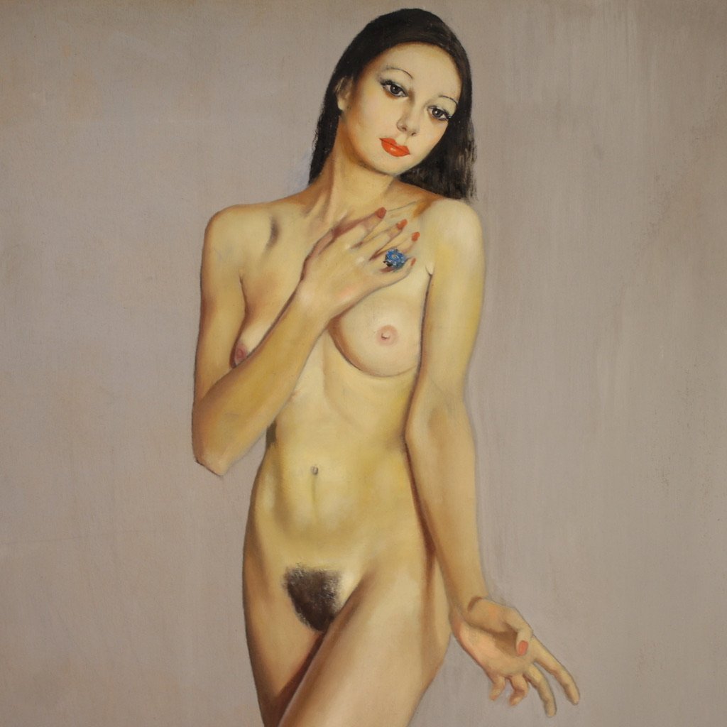 Peinture italienne nu signé par Mario Vellani Marchi daté 1969-photo-4