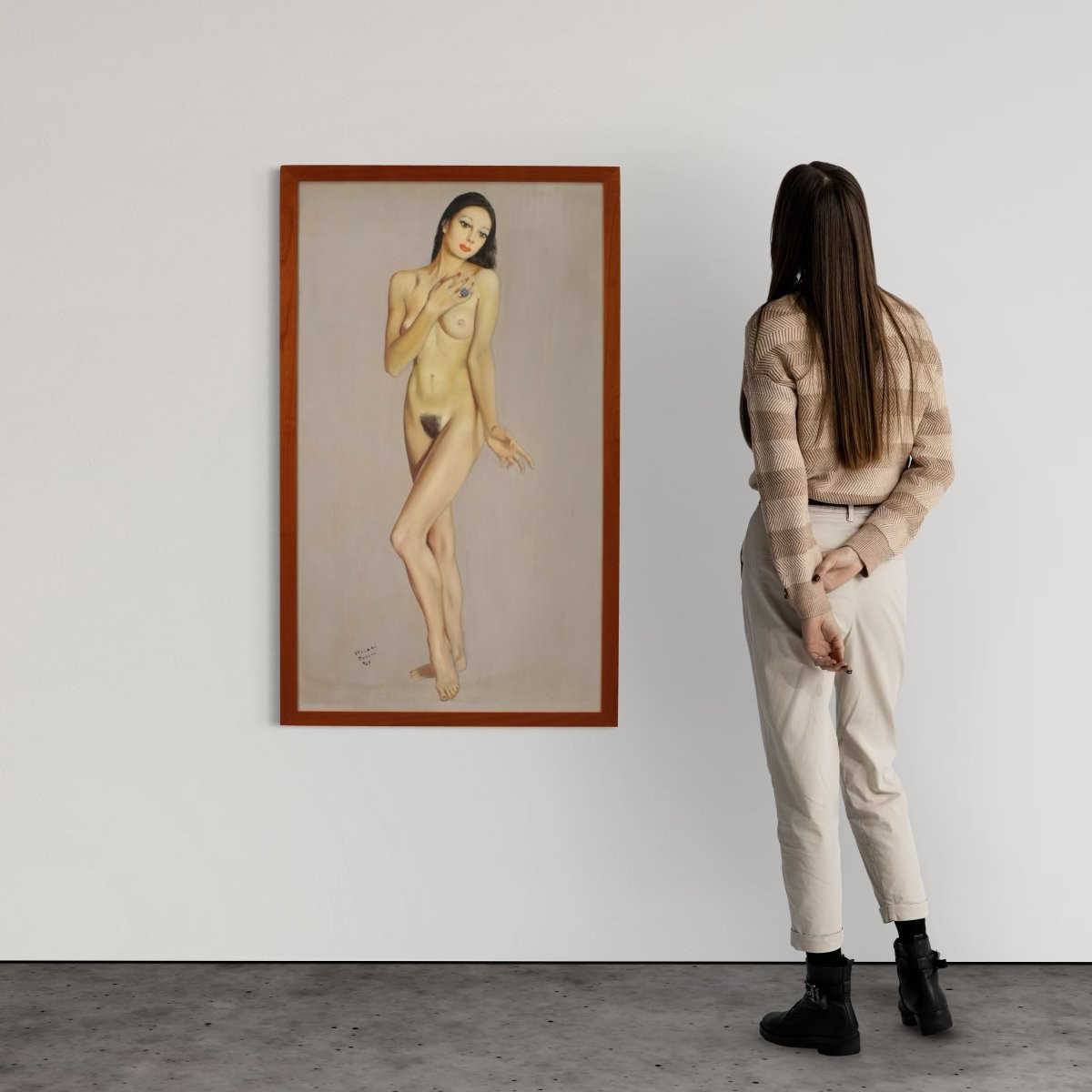 Peinture italienne nu signé par Mario Vellani Marchi daté 1969-photo-1