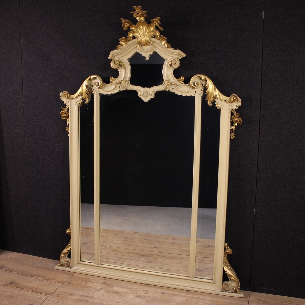 Great Lacquered And Gilded Louis XV Style Mirror From The 20th Century-photo-4