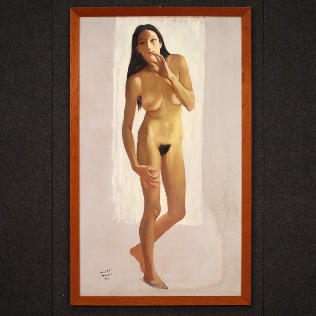 Italian Female Nude Painting Signed Vellani Marchi