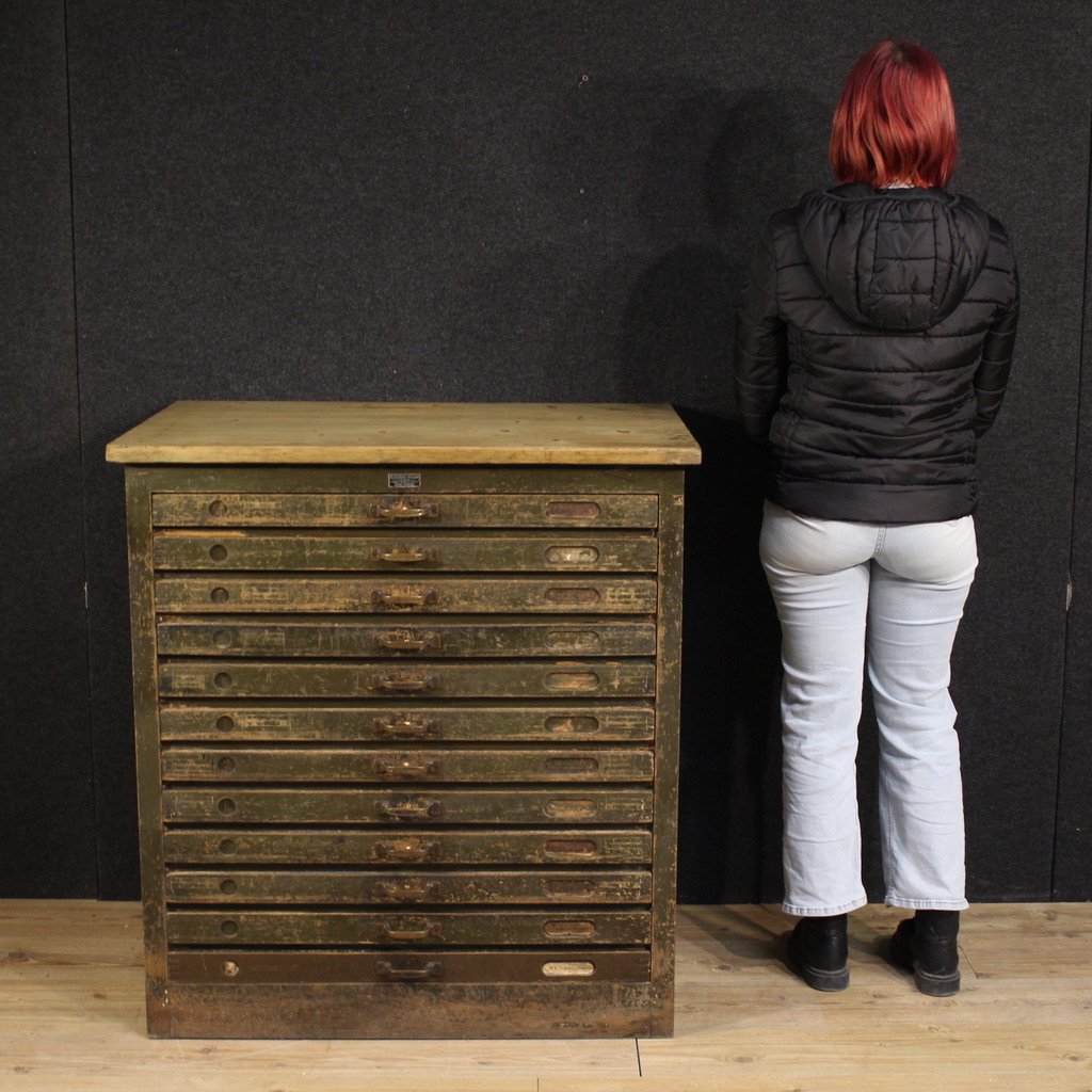 Commode d'atelier xylographie en bois laqué du 20ème siècle-photo-2