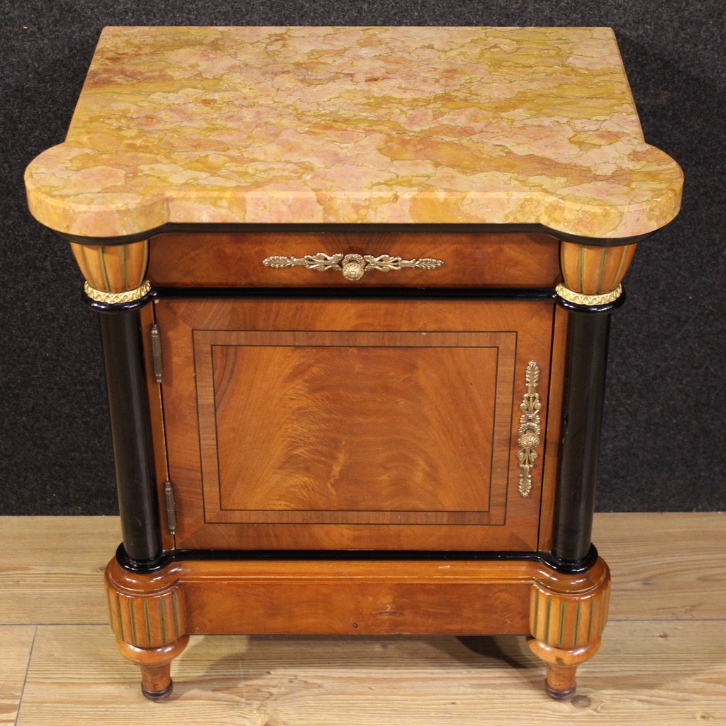 Pair Of 20th-century Italian Bedside Tables With Marble Top-photo-3