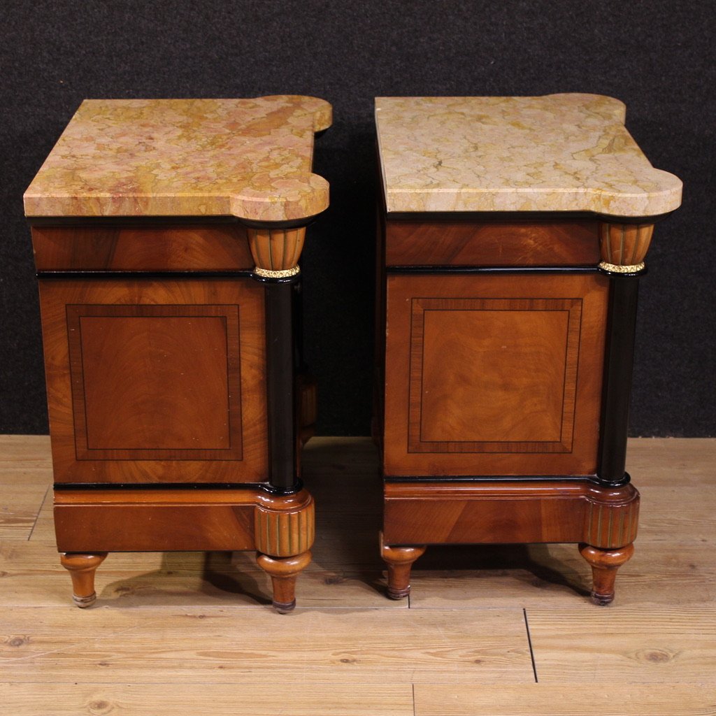 Pair Of 20th-century Italian Bedside Tables With Marble Top-photo-1
