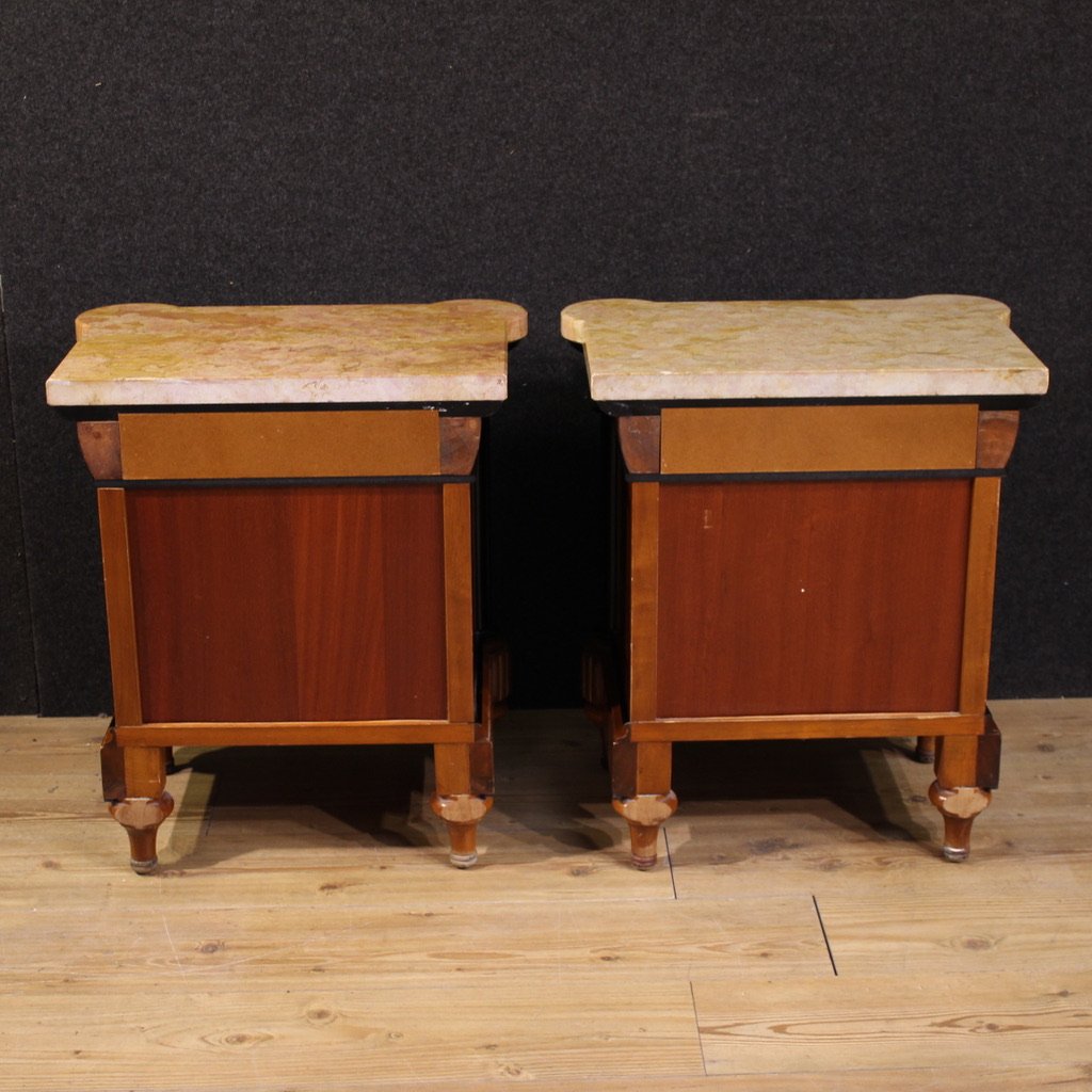 Pair Of 20th-century Italian Bedside Tables With Marble Top-photo-2