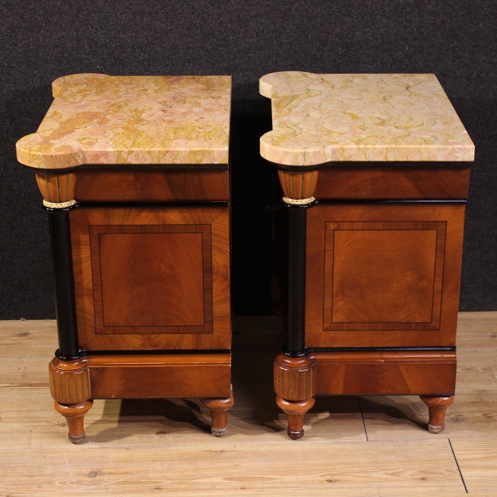 Pair Of 20th-century Italian Bedside Tables With Marble Top-photo-3